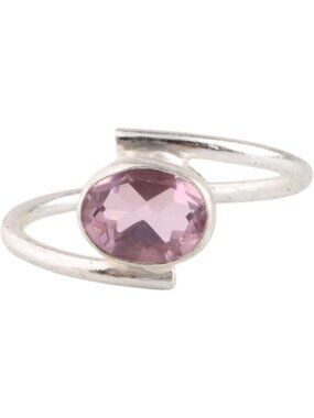 Morganite Elegant 8X6mm Bezel Set Gemstone 925 Silver Statement Ring